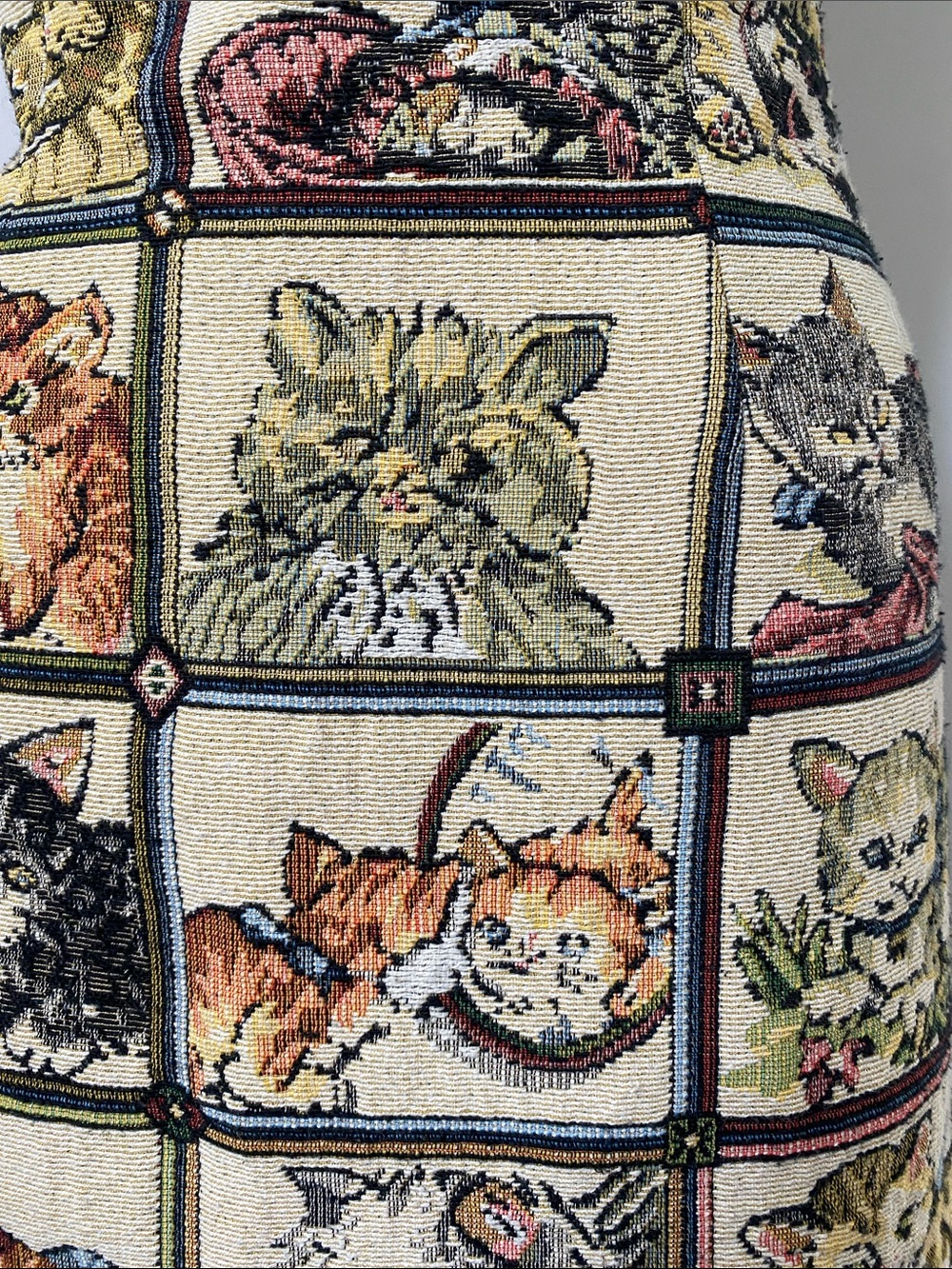 Cider Vintage Cat Cream Tapestry Apron Dress with Multi-Color Cat Panels - Picture 2 of 9